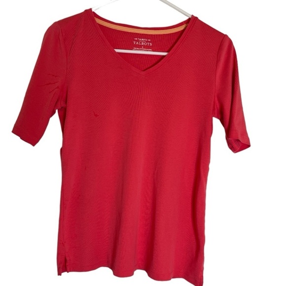 Talbots The Talbots Tee  V-Neck With Short Sleeves in Orange  Size S - Picture 1 of 7